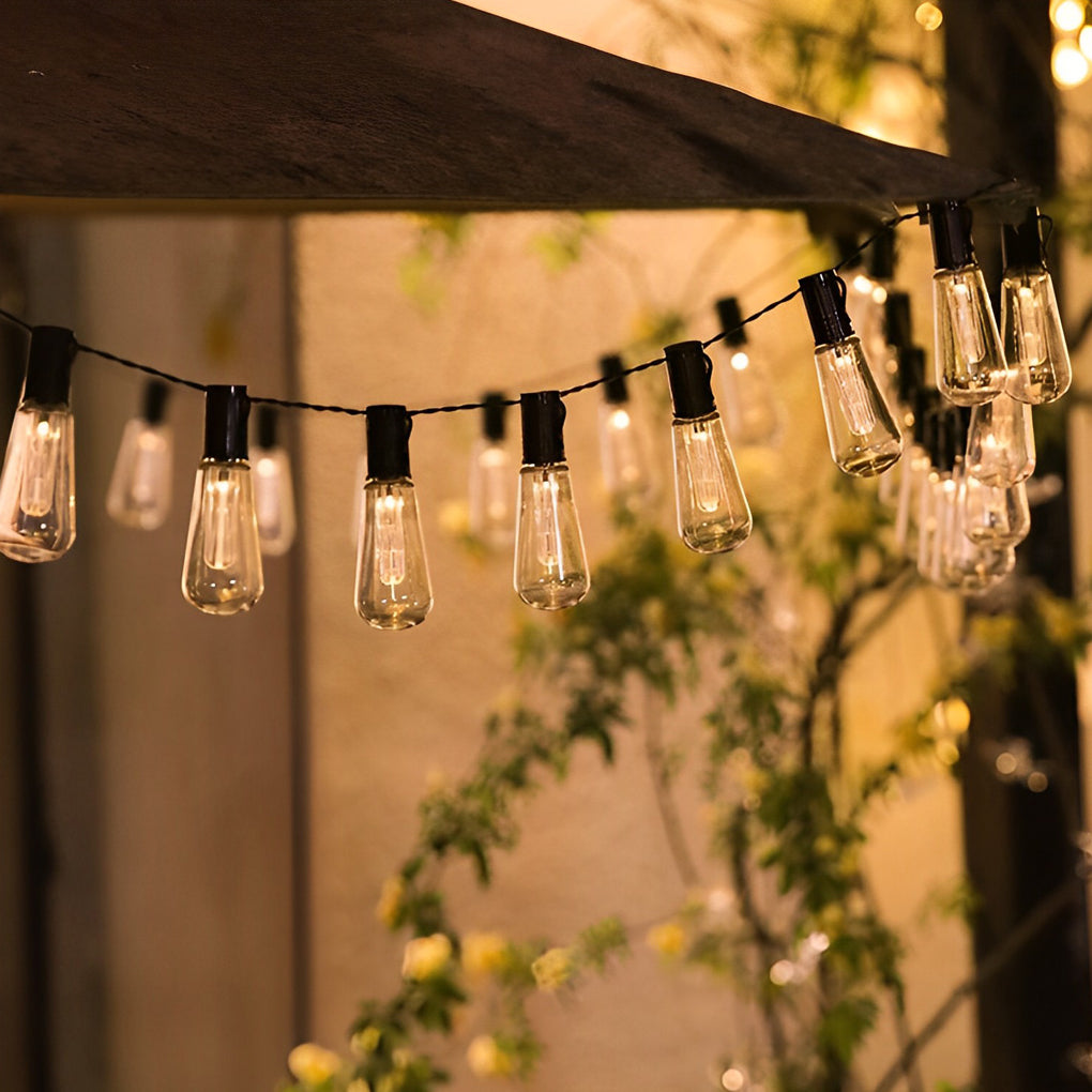 40-Light Retro Solar String Lights with USB Rechargeable Option