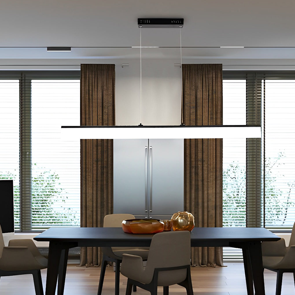 Modern Linear LED Pendant Light with Stepless Dimming - Black