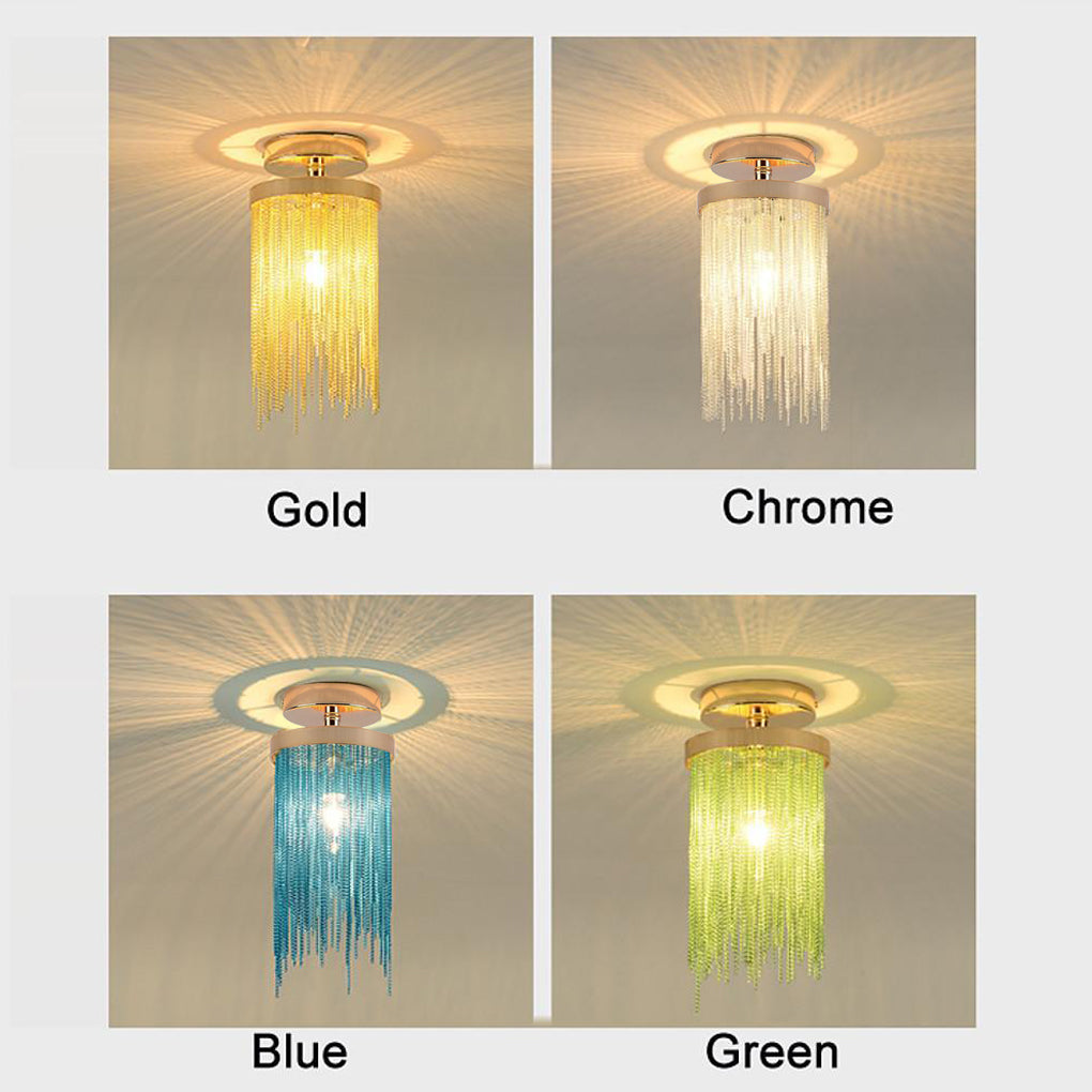 Modern Farmhouse Tassel Semi Flush Mount Ceiling Light
