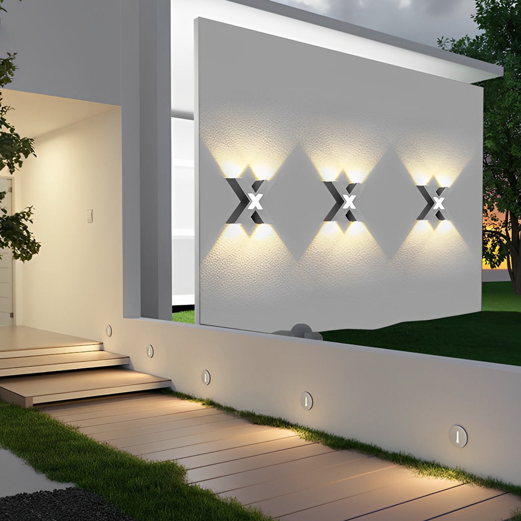 X-Shape Waterproof LED Aluminum Outdoor Wall Light - Modern Black