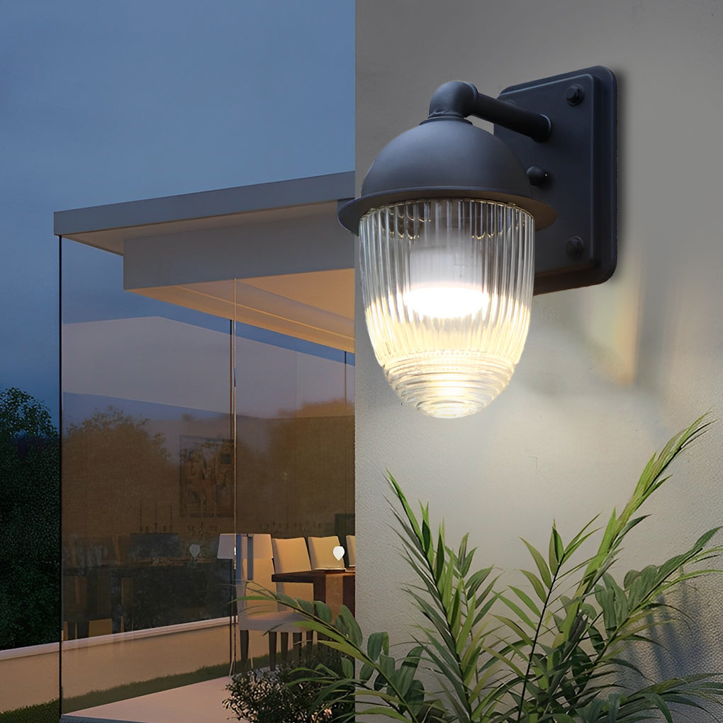 Glass Ball Outdoor Wall Lamp - Matte Black Industrial Sconce