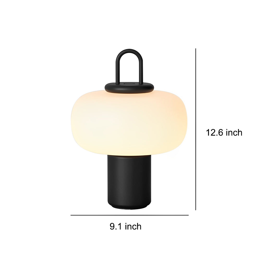 Portable LED Orb Table Lamp with Milk Glass Shade