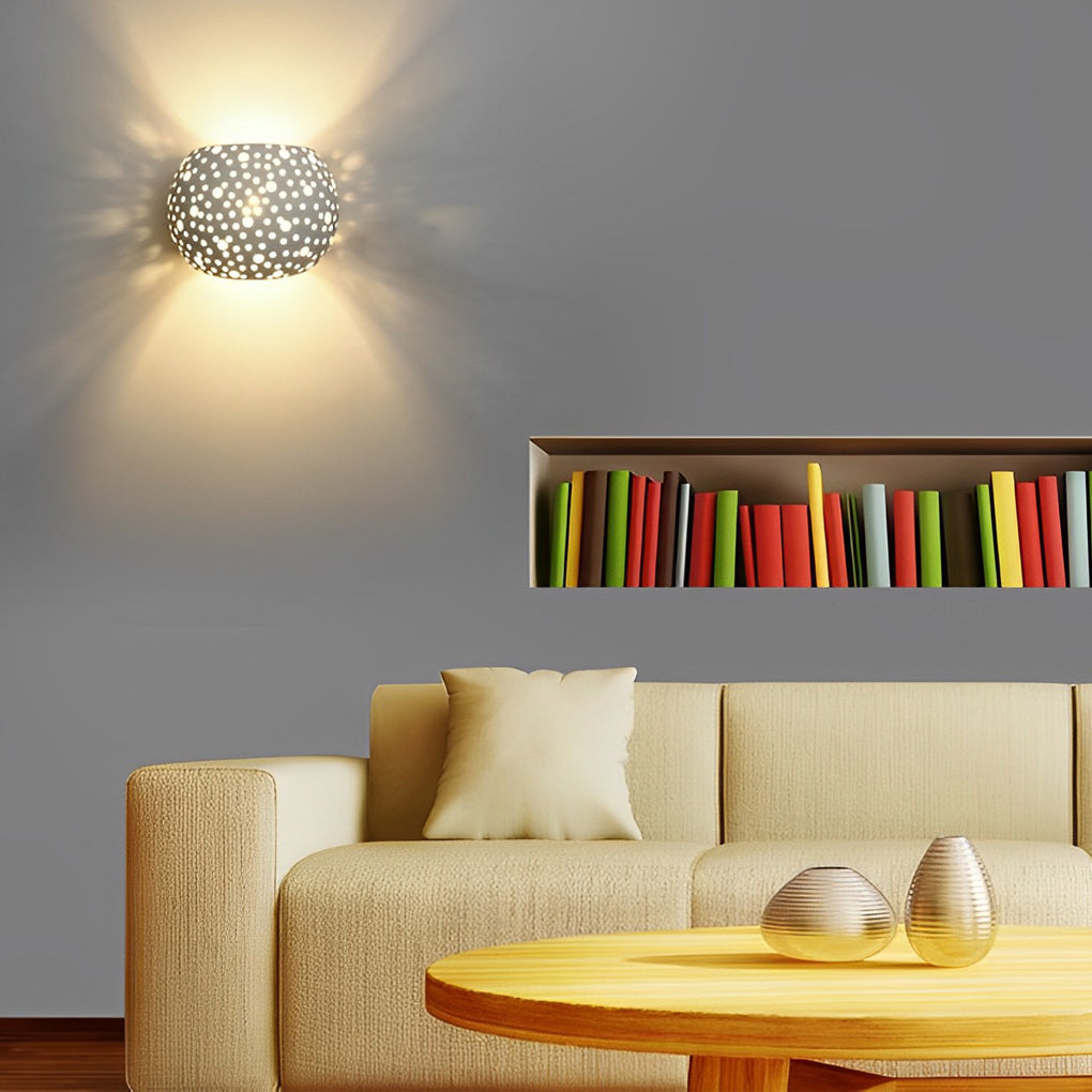 Modern Hollow Gypsum LED Wall Sconce - White Minimalist Up Down Light