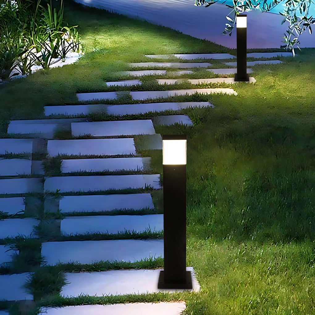 Modern Square Aluminum Bollard Light Outdoor Landscape Lighting