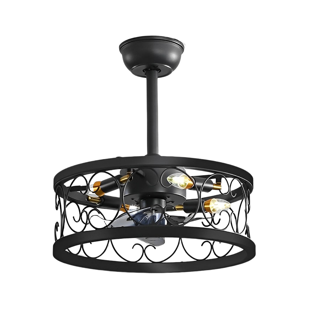 Retro Bladeless Ceiling Fan with Remote & Dimmable LED Light