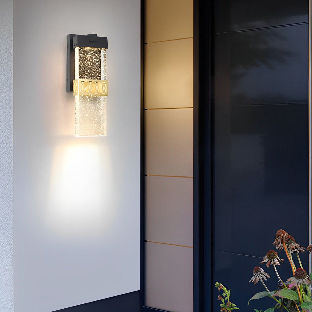 Crystal Bubble Outdoor Wall Light - Modern Black Aluminum LED Sconce
