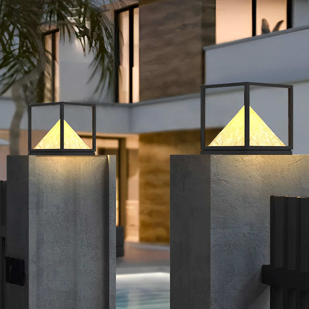 Modern Square Solar Pillar Light - LED Waterproof IP65 Stainless Steel