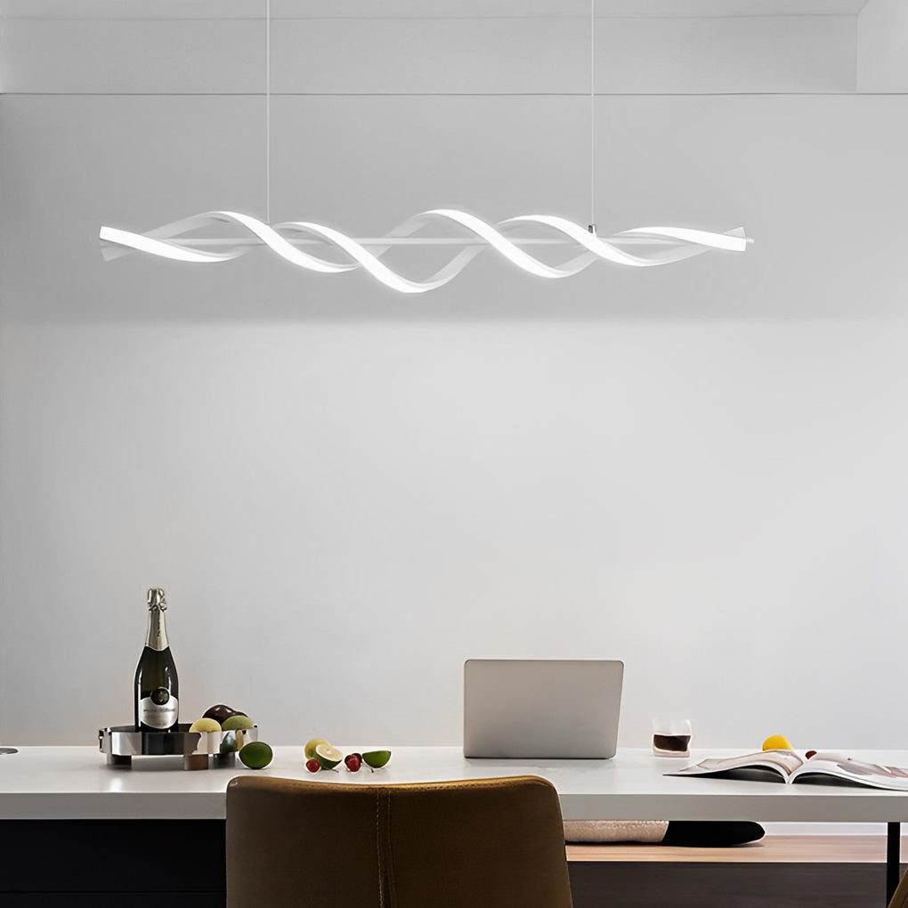 Modern Spiral White LED Chandelier with Dimmable Remote Control