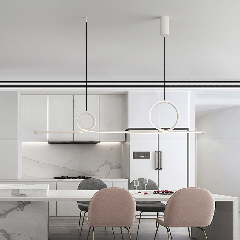 Modern Wave LED Pendant Light Dimmable Aluminum Dining Chandelier