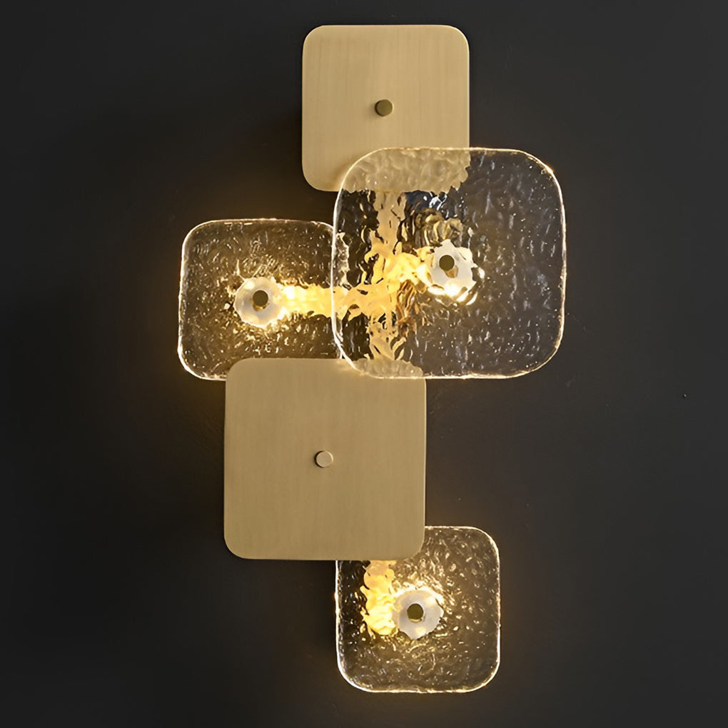 Modern Rounded Square Glass Copper LED Wall Sconce