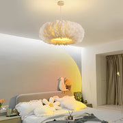 Modern Feather Pendant Light with Acrylic Shade White