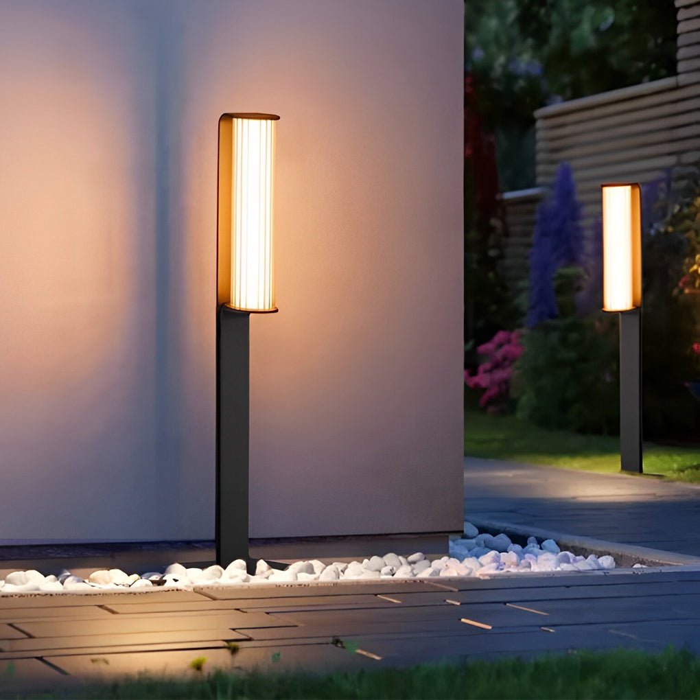 Modern Black LED Pathway Light Dual Cylinder Waterproof Outdoor