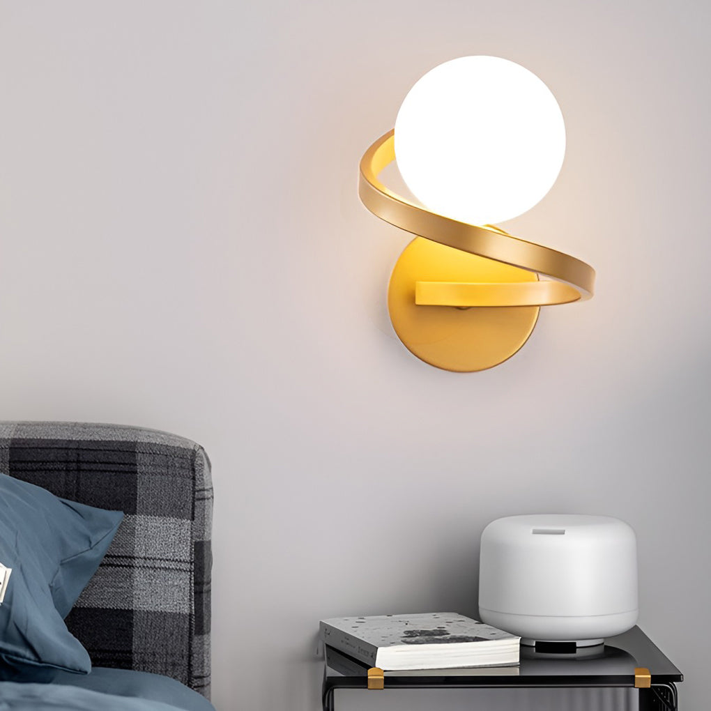Curved Metal LED Wall Sconce with Glass Shade - Modern Lighting