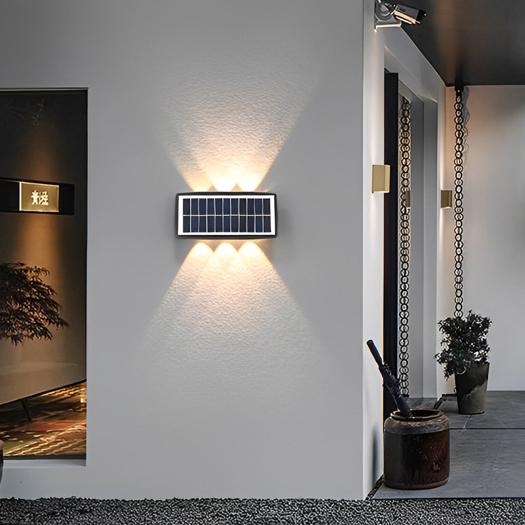 Rectangular Solar LED Outdoor Wall Lamp – Up Down Waterproof Black