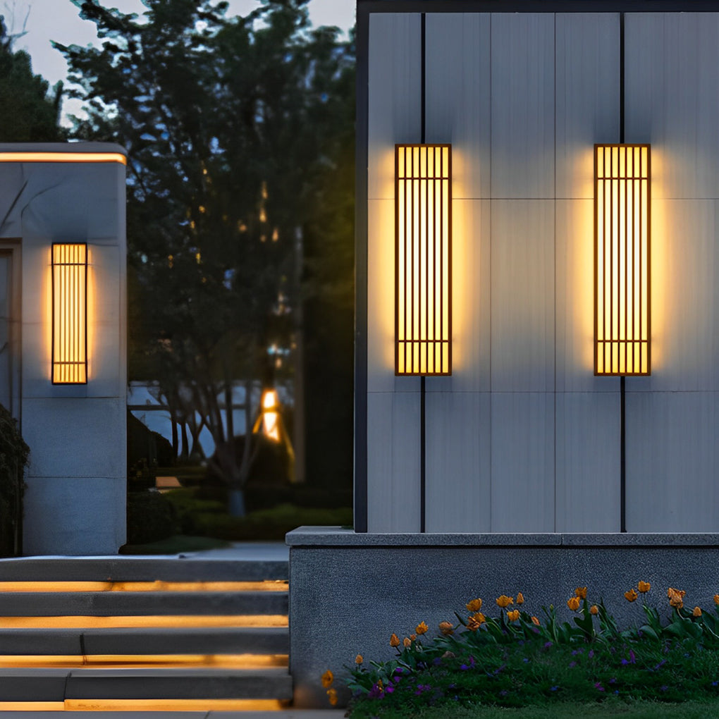 Industrial Vertical Stripe LED Outdoor Wall Lamp – Brown