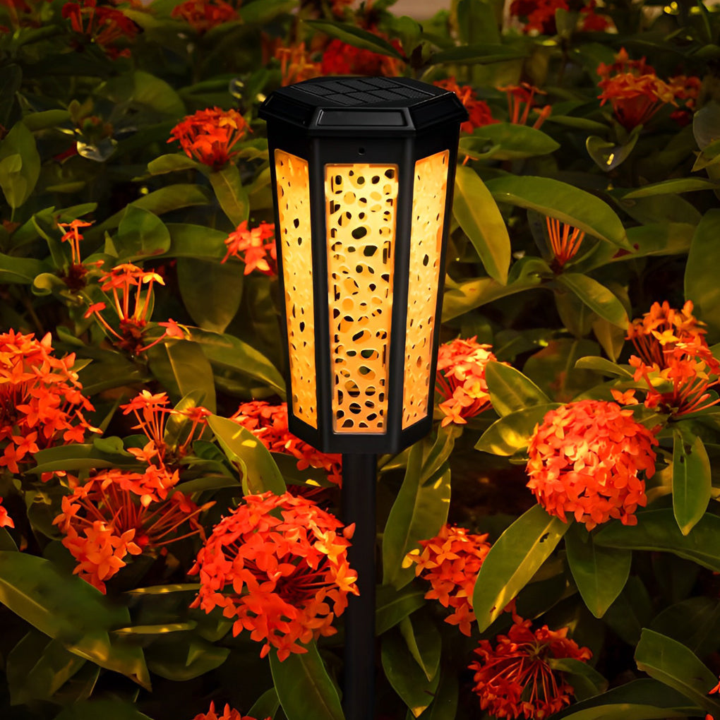 RGB Hexagon Solar Stake Light Waterproof Landscape Lighting