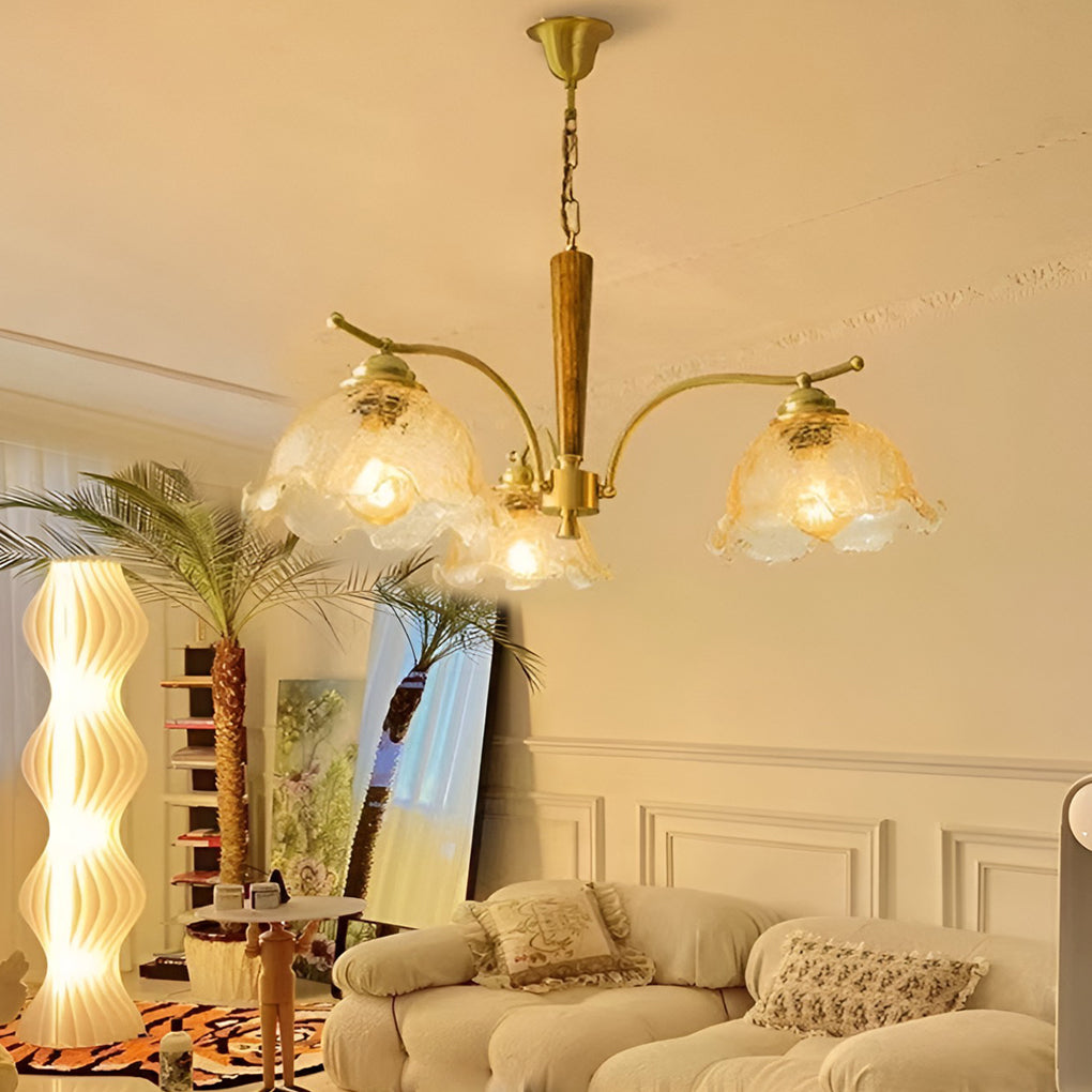 Cracked Glass Chandelier 3-Light Vintage Pendant Ceiling Lamp
