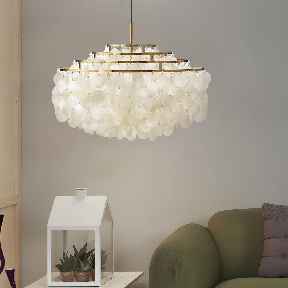 Luxury Seashell Chandelier with Adjustable Chain - LED Pendant