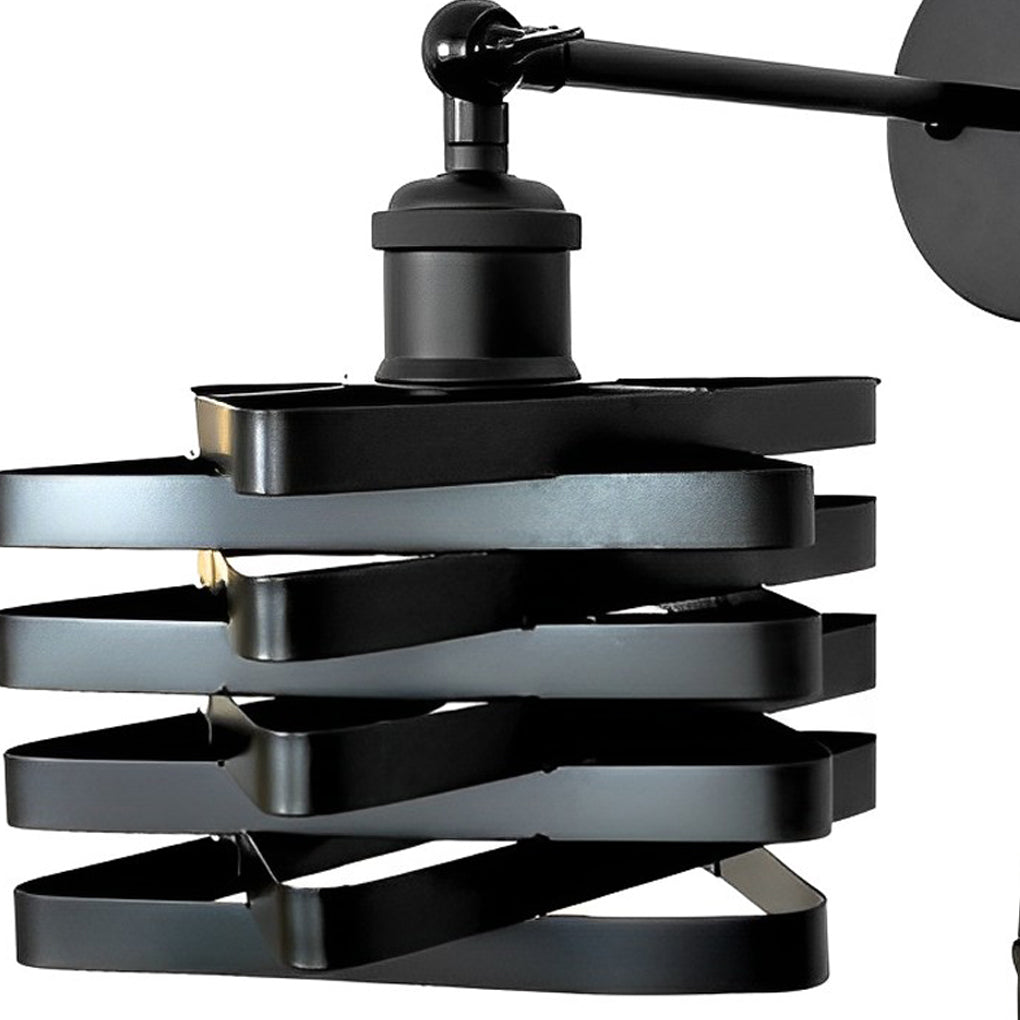 Adjustable Black Iron Swing Arm Wall Sconce with Plug