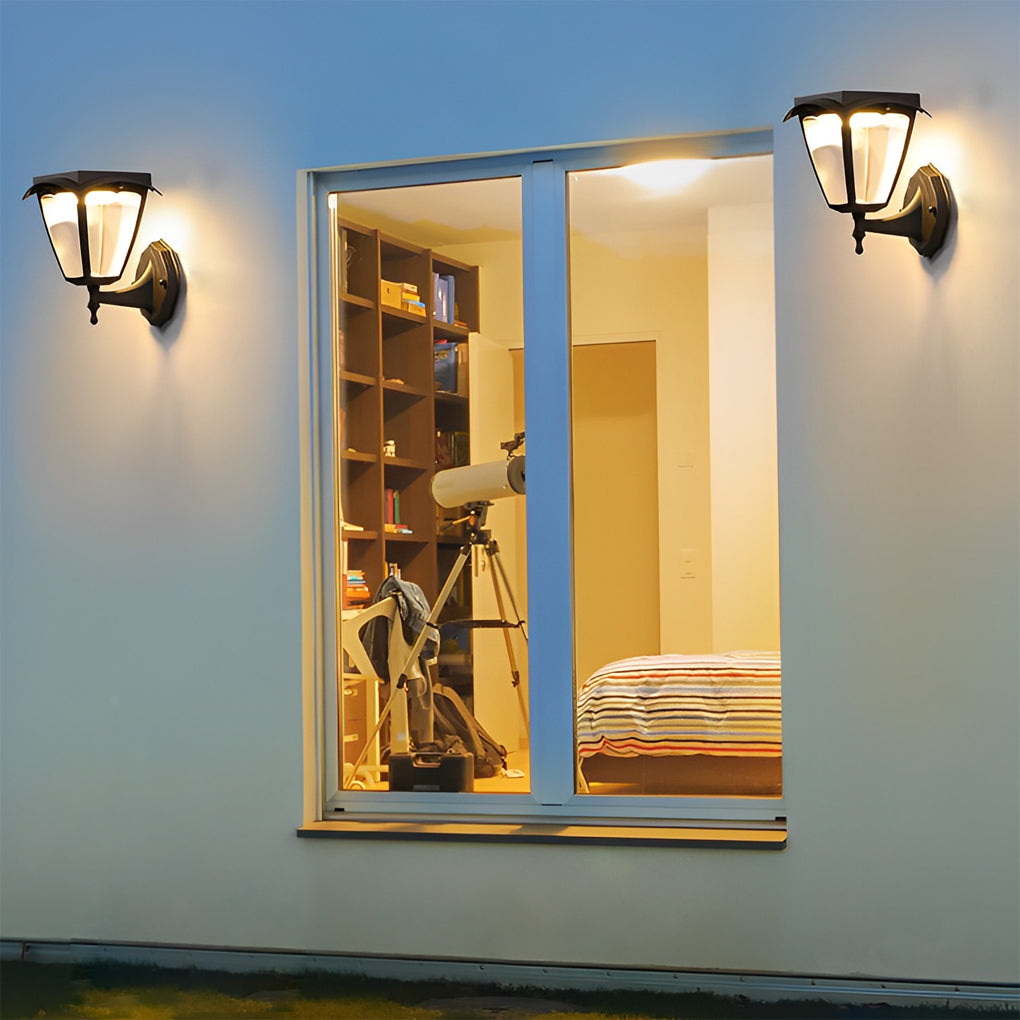 Solar Powered LED Outdoor Wall Light - Modern Black Aluminum