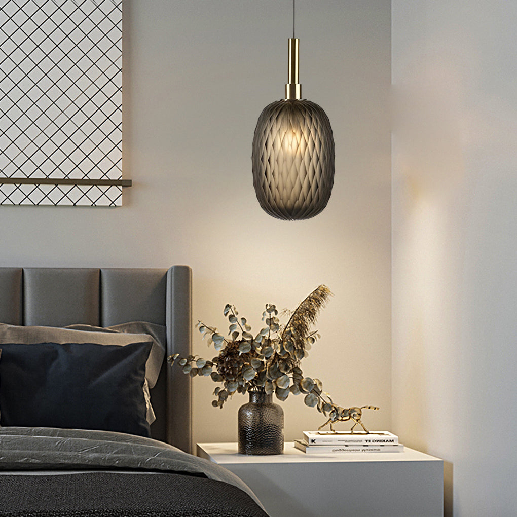 Glass Lantern Pendant Light Modern Iron Ceiling Fixture