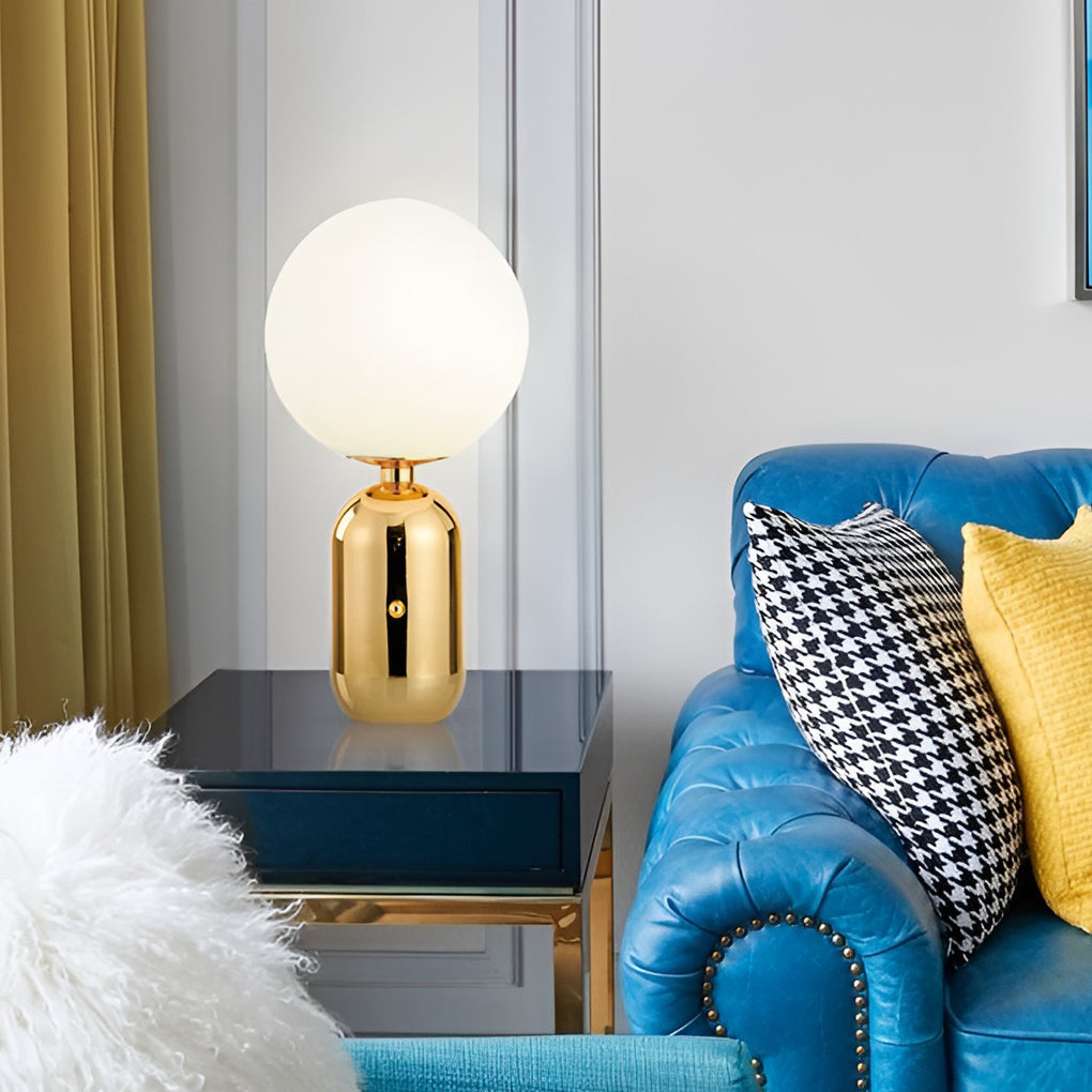 Modern Glass Globe Table Lamp with Metal Base