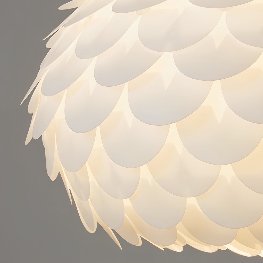 Modern White Fish Scale LED Pendant Light with 3-Step Dimming