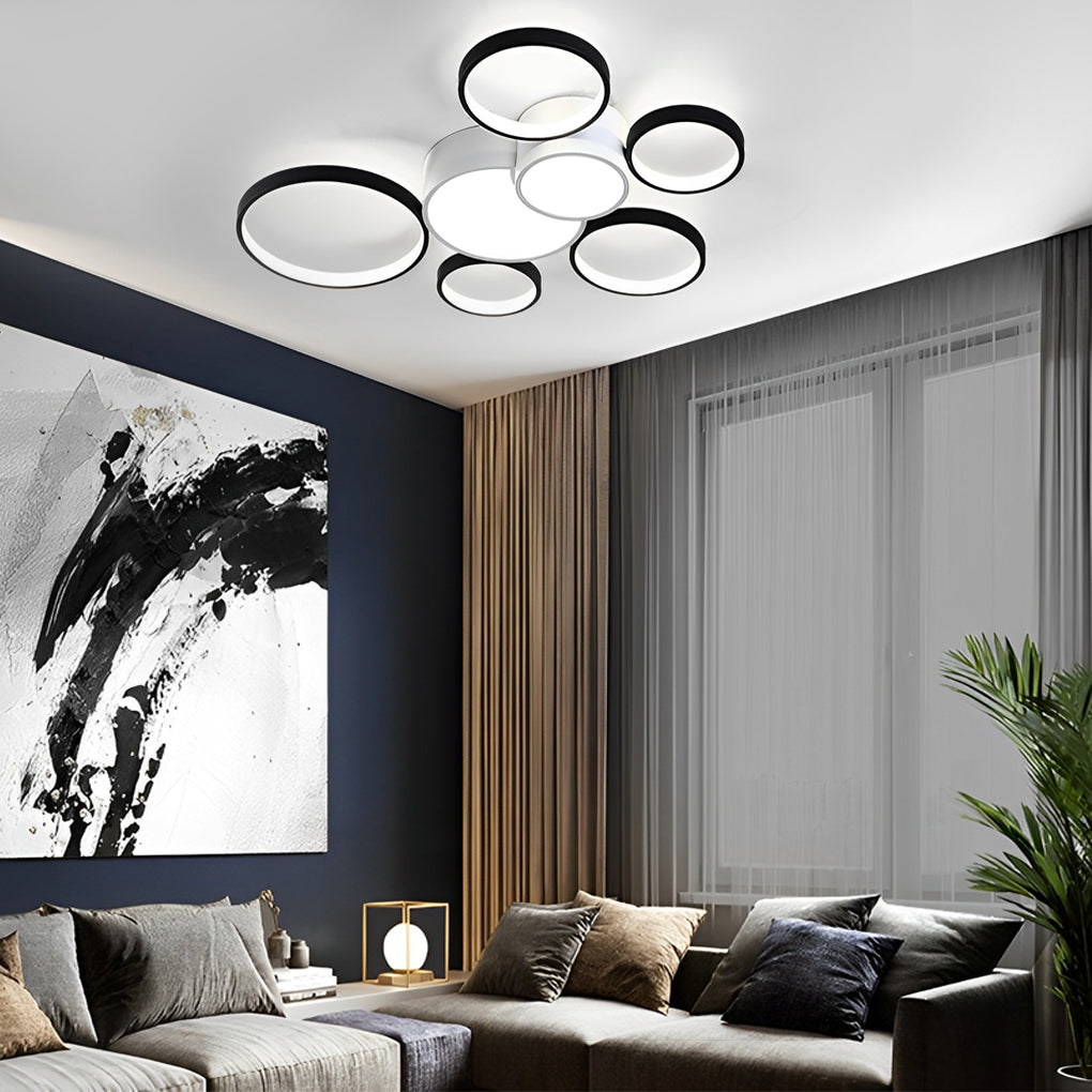 Multi-Circle LED Flush Mount Ceiling Light - Modern Minimalist
