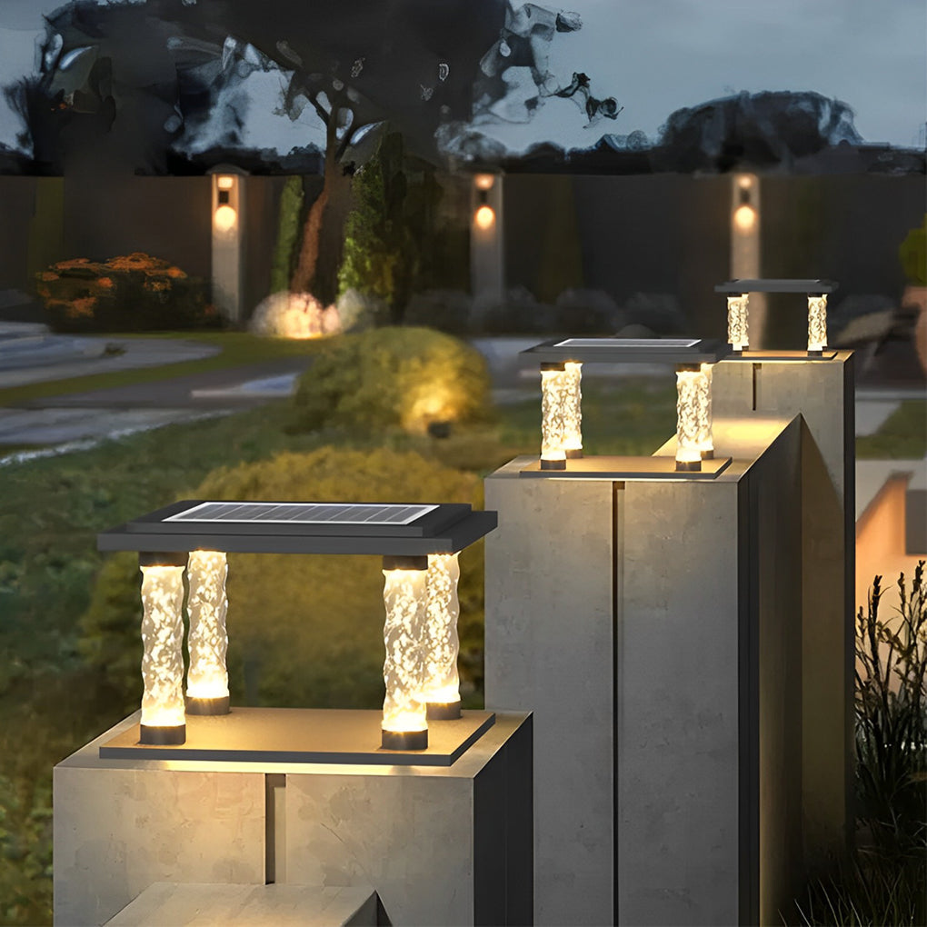 Modern Solar Post Cap Light - Waterproof LED Outdoor Post Lamp