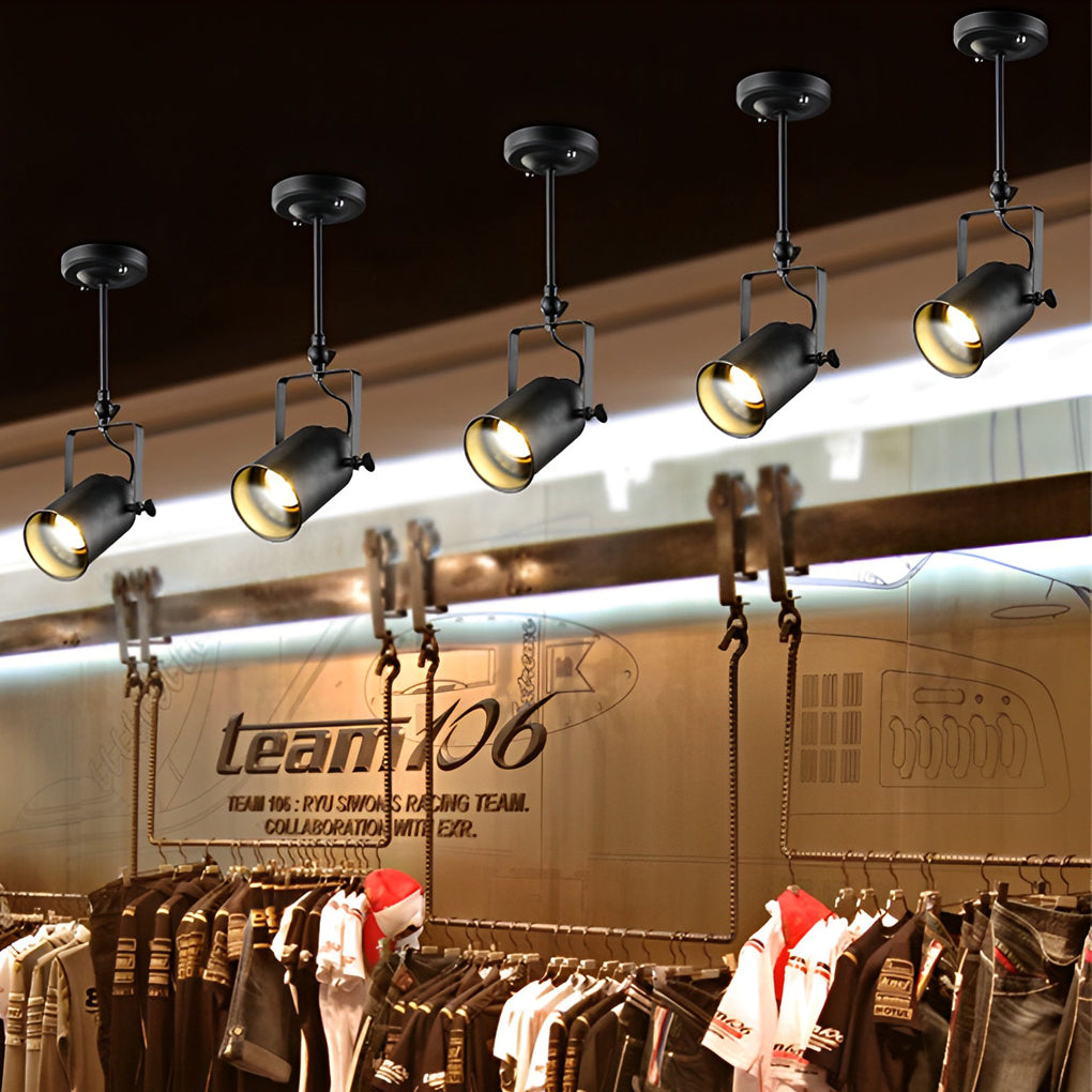 Adjustable Industrial Spotlight - Black Iron LED Directional Ceiling
