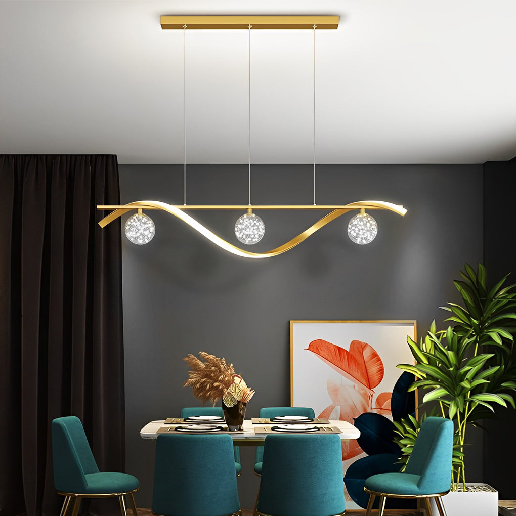 Modern Glass Ball Chandelier with Three-Step Dimming | LED Pendant