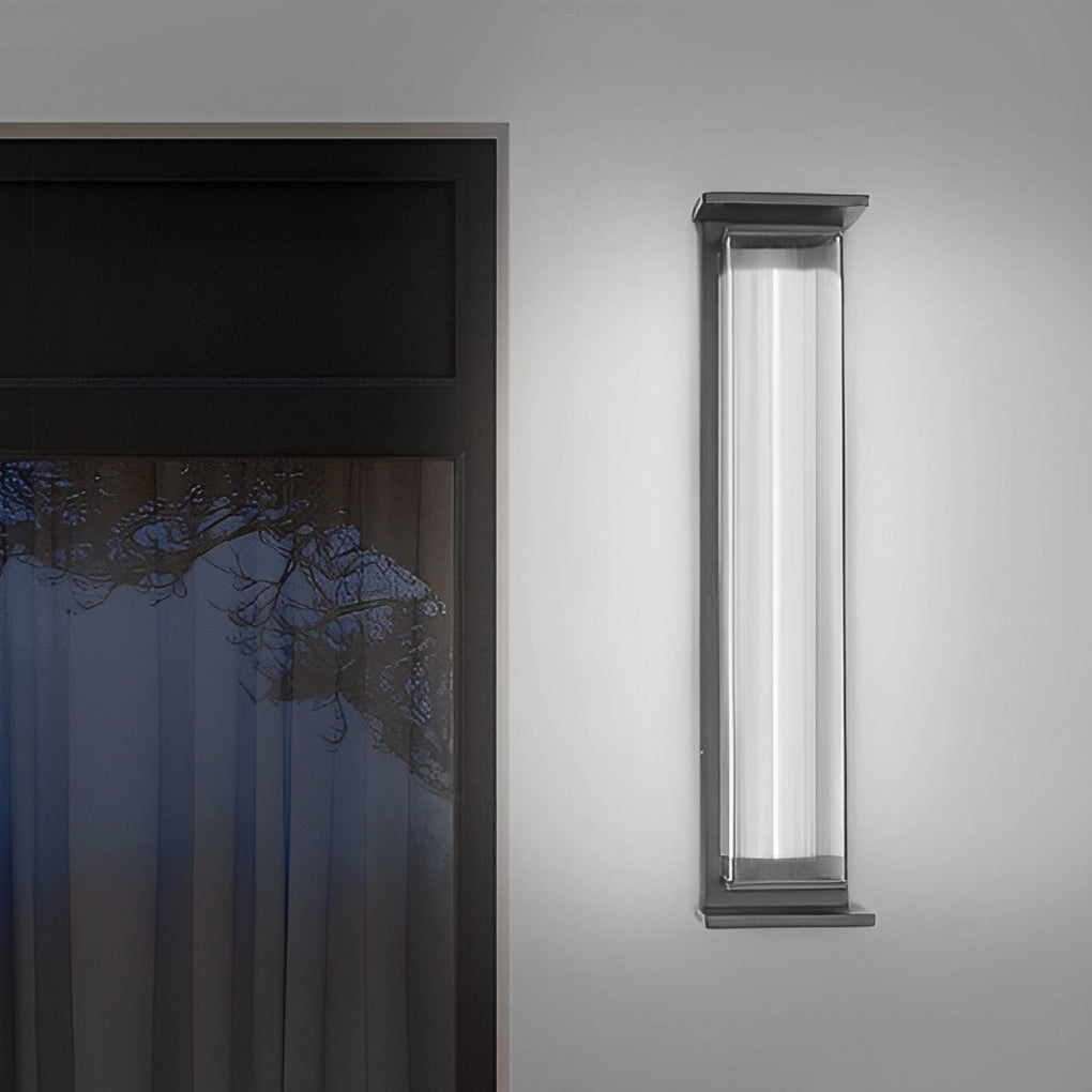 Industrial Black LED Outdoor Wall Light with Acrylic Shade