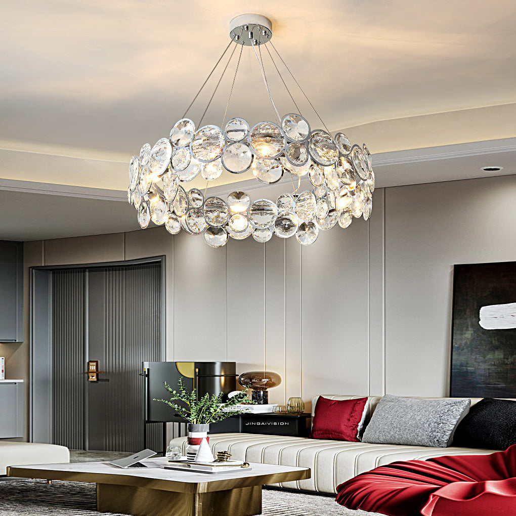 Modern Crystal Bubble Chandelier with Electroplated Metal Frame