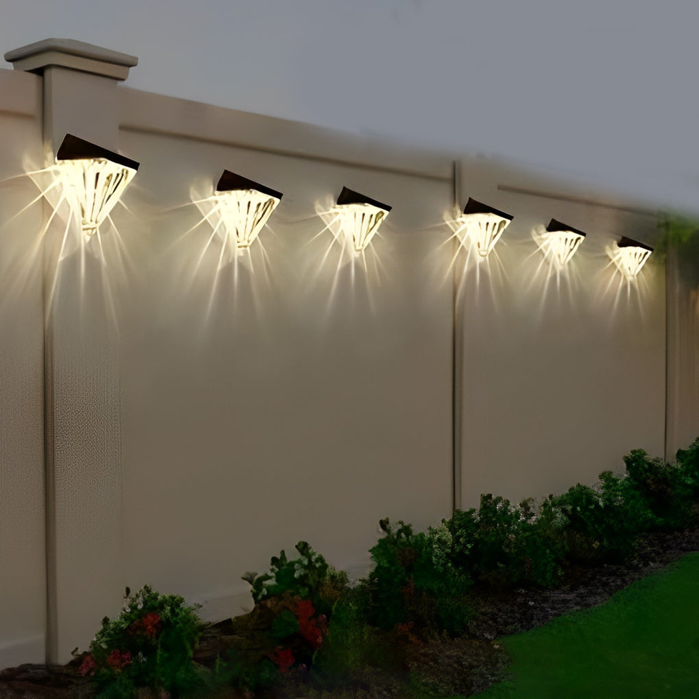 Geometric Solar LED Outdoor Wall Light – Modern Waterproof Black