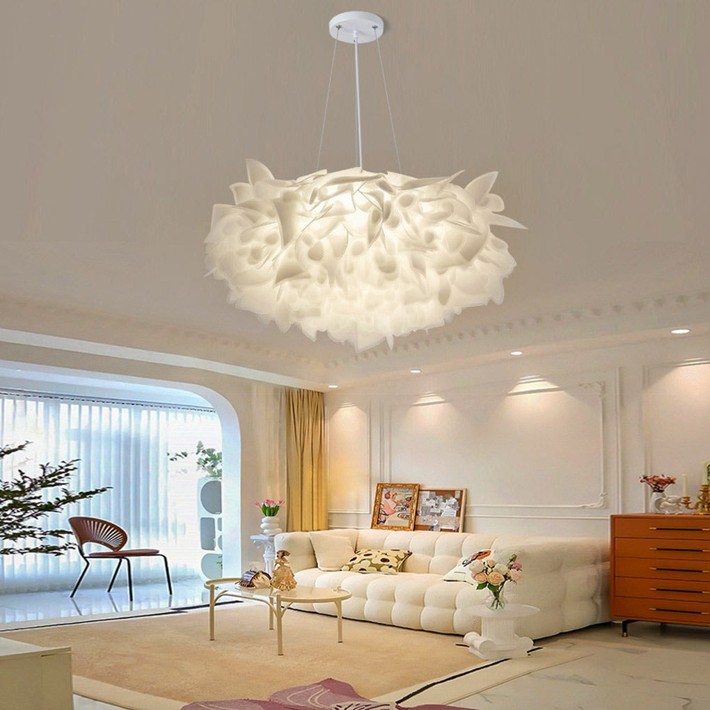 Modern White Flower Petal LED Pendant Light - 3-Step Dimmable