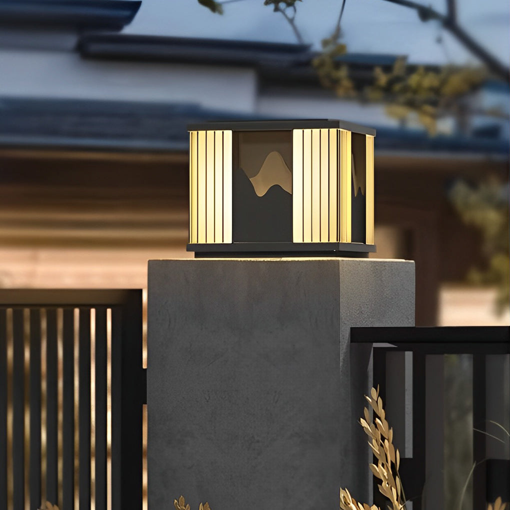 Mountain Scenery Solar Post Cap Light - Waterproof LED Outdoor