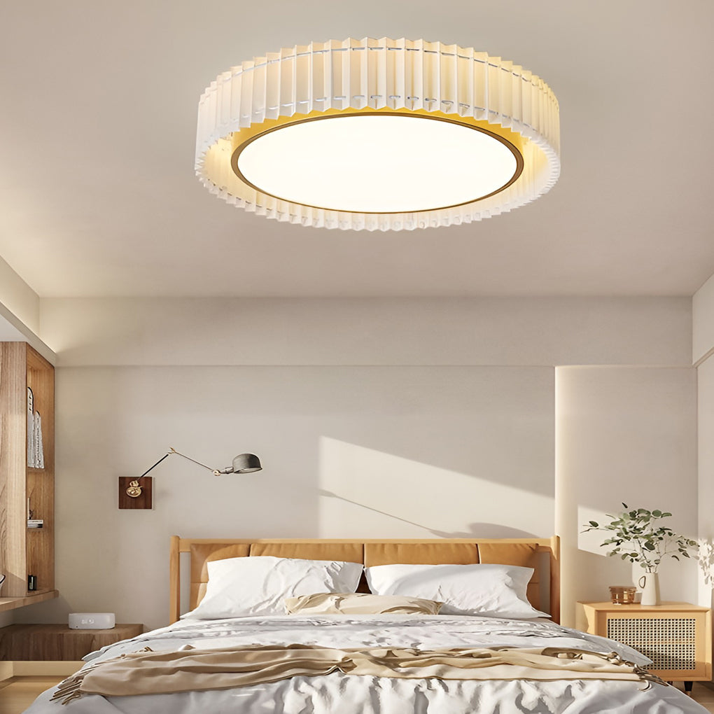 Pleated Fabric LED Ceiling Light with 3-Step Dimming