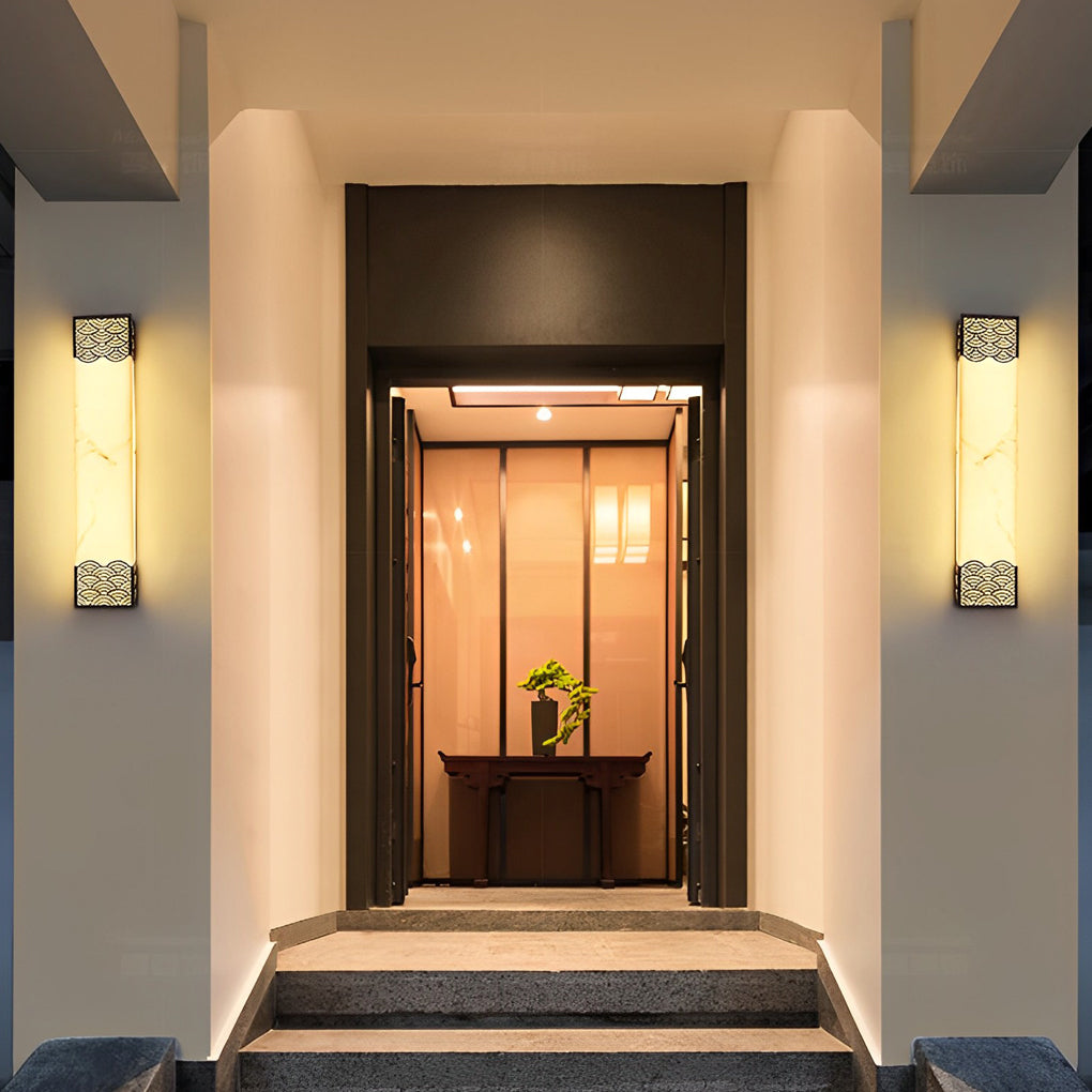 Modern Rectangular Resin LED Outdoor Wall Light - Waterproof