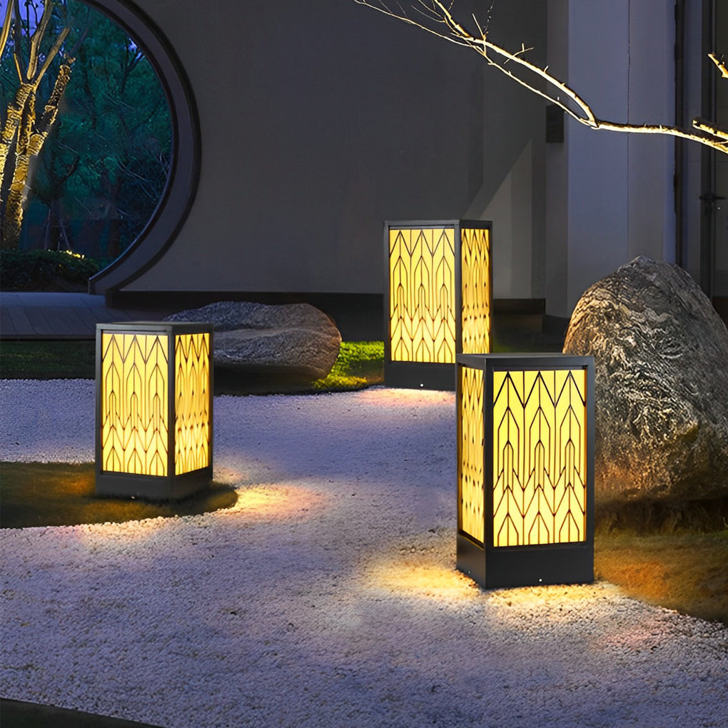 Vintage Waterproof LED Bollard Light - Black Outdoor Landscape Lamp