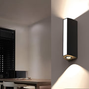 Modern Rectangular LED Wall Light Black Aluminum Up Down Outdoor