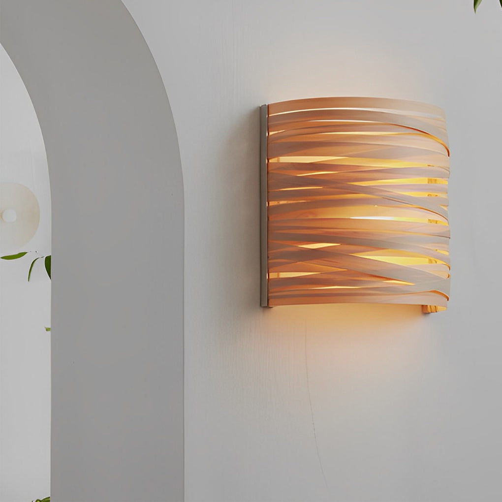 Handmade Wood Wall Sconce | Rustic Modern Semi-Cylindrical Design