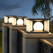 Modern Square Solar Post Cap Light Stainless Steel Outdoor LED