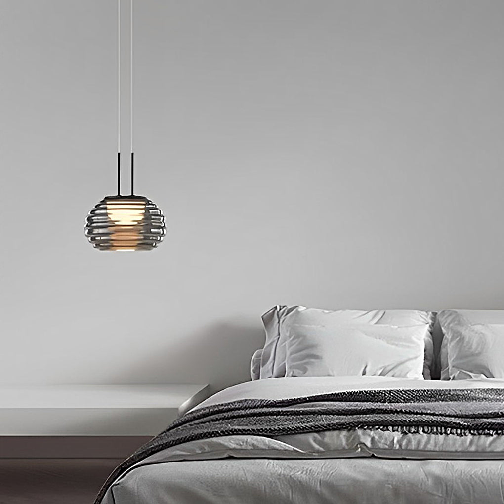 Smoke Gray Glass Ball Pendant Light Modern LED Island Lighting