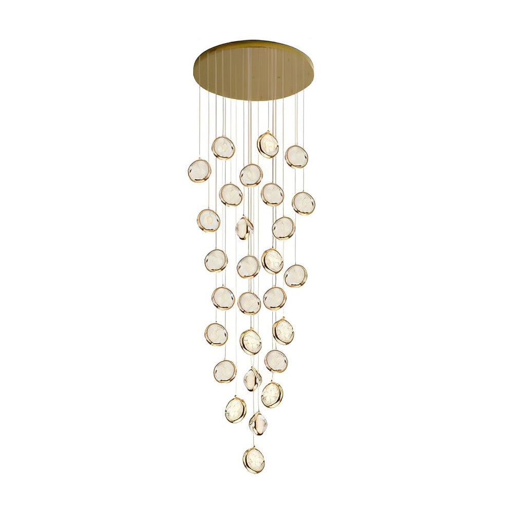 Crystal Cluster Adjustable Staircase Chandelier Modern Gold Finish