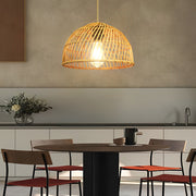 Handwoven Rattan Bamboo Pendant Light - Rustic Modern Chandelier
