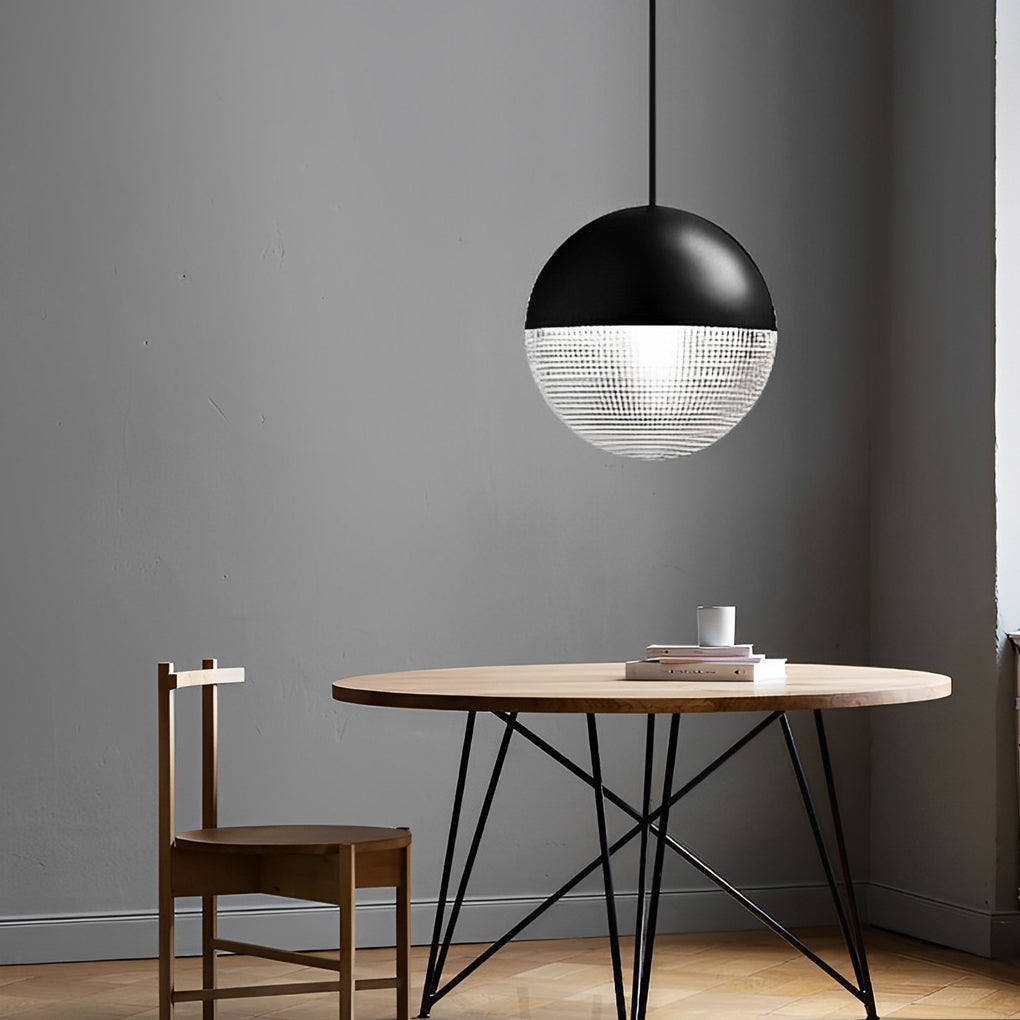 Modern Glass Globe Pendant Light with Gold & Black Finish