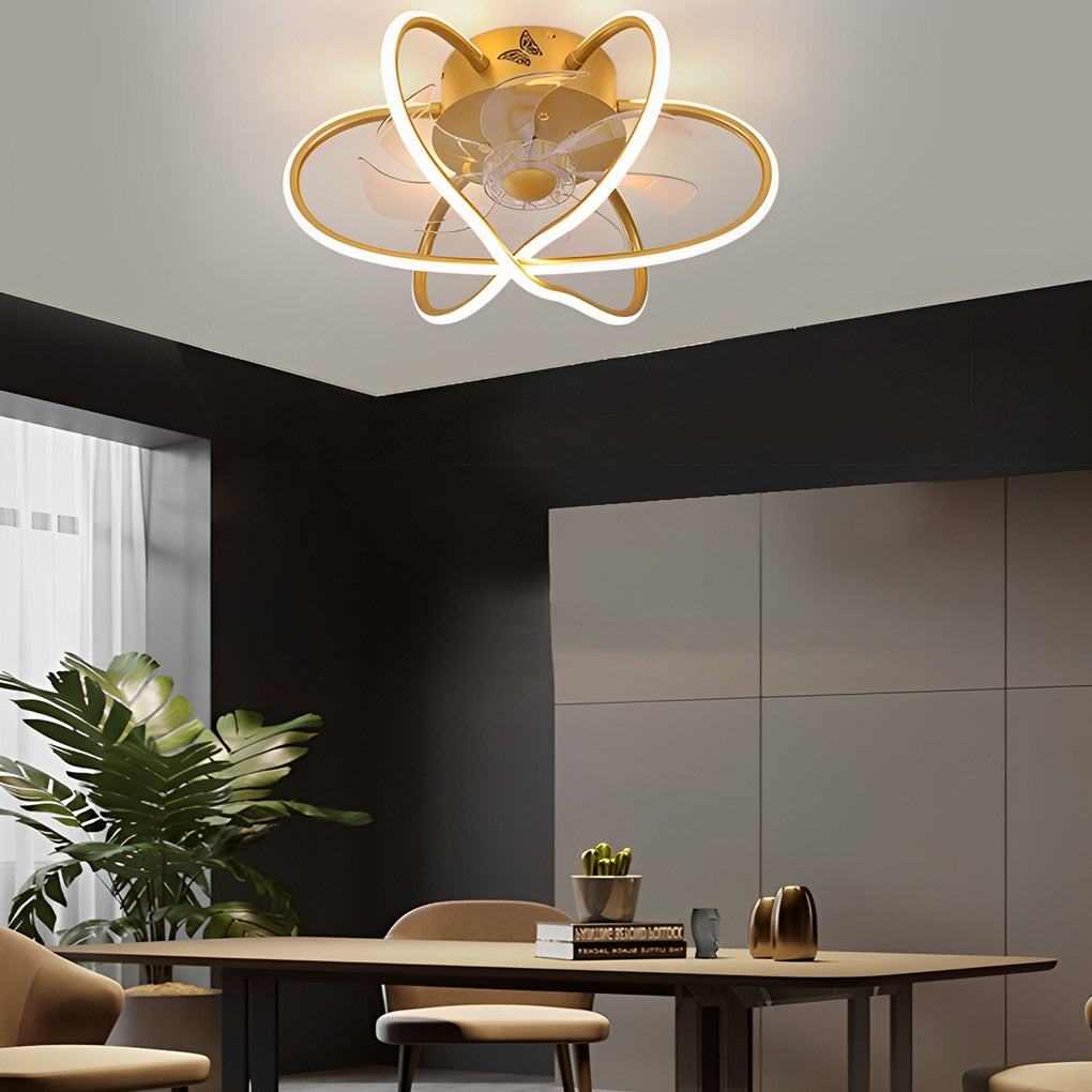 Flower Cage Dimmable Bladeless Ceiling Fan Light with LED