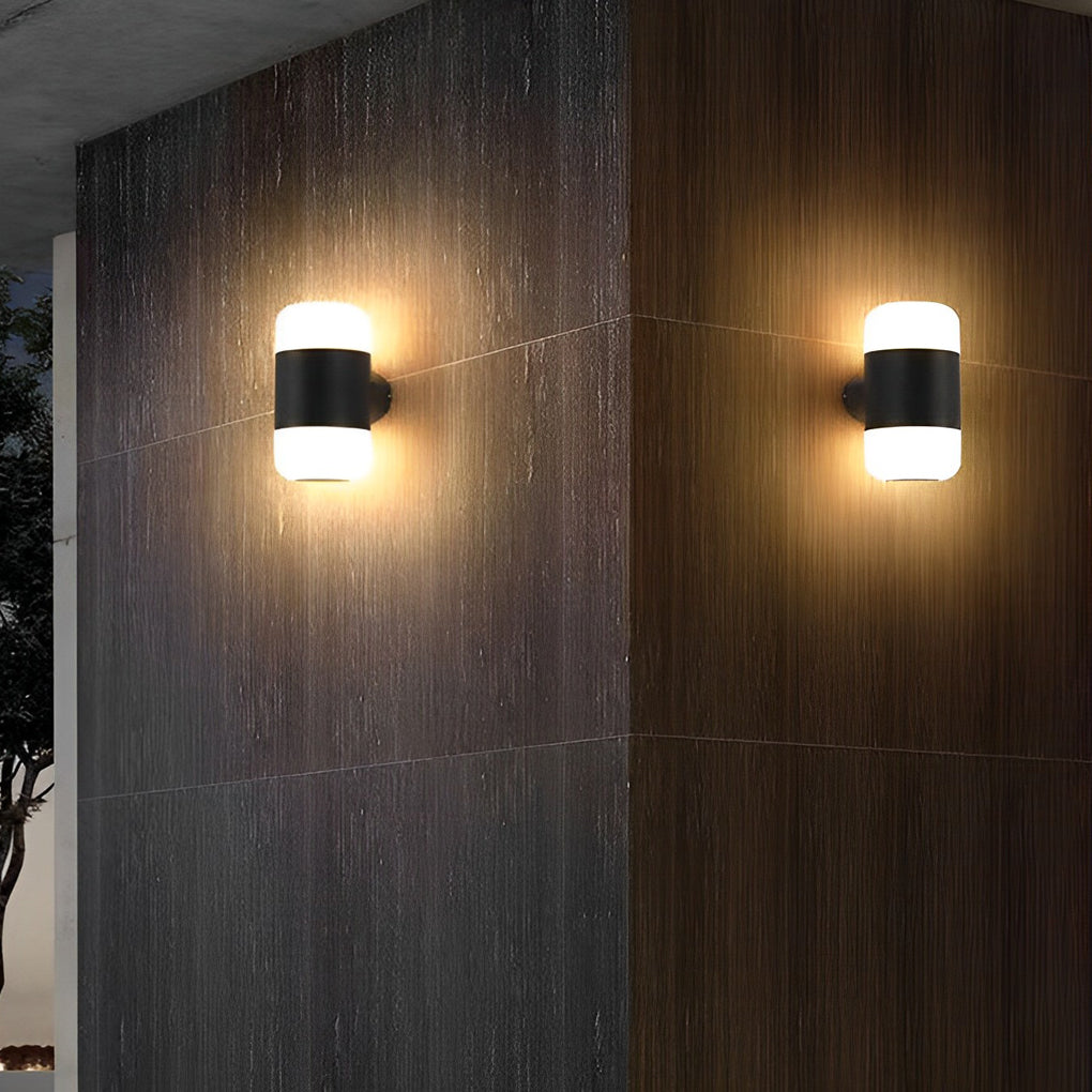 Modern Black Aluminum Outdoor Wall Lamp with LED Up Down Light