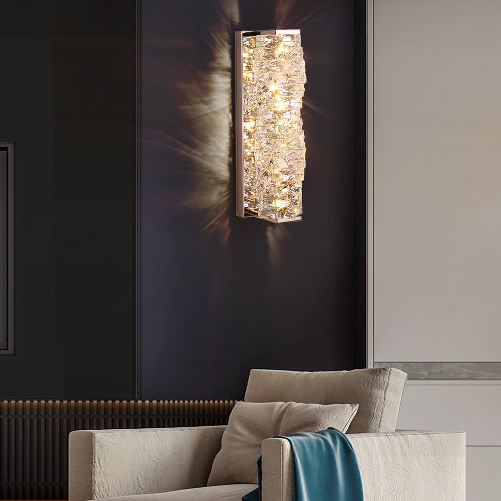 Crystal LED Wall Sconce with 3-Step Dimming - Modern Wall Light