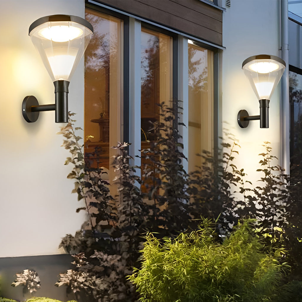 Geometric Solar LED Outdoor Wall Lamp | Waterproof Aluminum Sconce